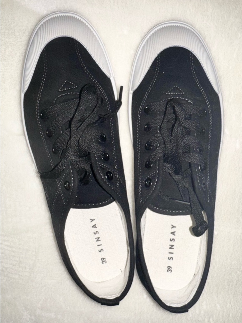 Black Canvas Sneakers | White Sole | EU 39 (US 8) | New